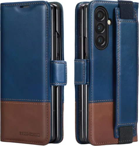 Vista 35 de KEZiHOME Funda tipo cartera de piel auténtica para Samsung Galaxy Z Fold 6 Negro