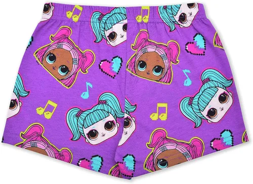 Vista 5 de LOL Surprise Dolls - Conjunto de camiseta y pantalones cortos para niños pequeños y grandes color púrpuragris