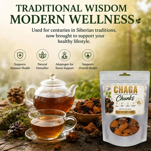 Vista 3 de Trozos de hongos chaga siberianos cosechados salvajes 3 oz (85g)