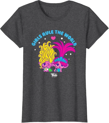 Vista 4 de DreamWorks Trolls Band Together - Camiseta para niñas con leyenda "Rule", diseño Negro