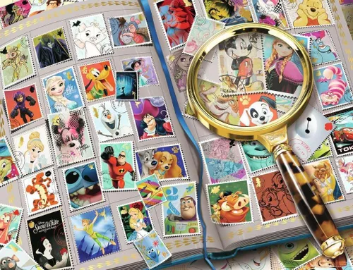 Vista 2 de Ravensburger - Álbum de sellos de Disney - Rompecabezas de 2000 piezas - Con Mickey Mouse, Minnie, Cenicienta, Elsa y más - Enmarcable - Calidad