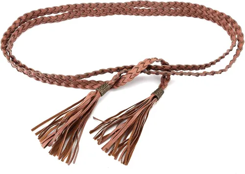 Vista 4 de Ayliss Cinturón de cintura trenzado borla mujer cinturón tejido flaco para vestido