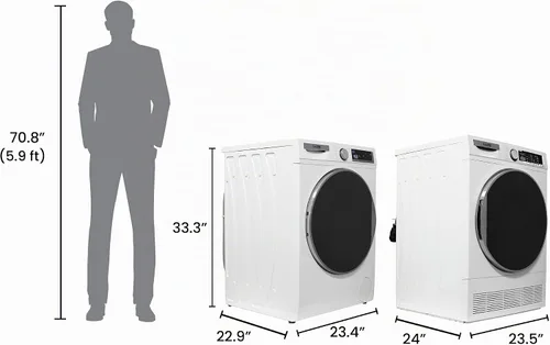 Vista 4 de Conserv LUXURY Lavadora 2.2 pies cúbicos 110V+Secadora por Condensación 4 pies cúbicos 220V Garantía de 2 años (Blanco)