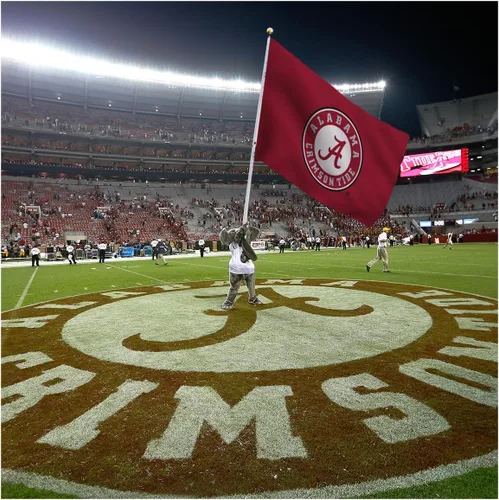 Vista 4 de Banderas con logotipo de la Universidad de Alabama Football Crimson Tide Circle A, de 12 x 18 pulgadas, nailon 200D impreso de doble capa con ojales