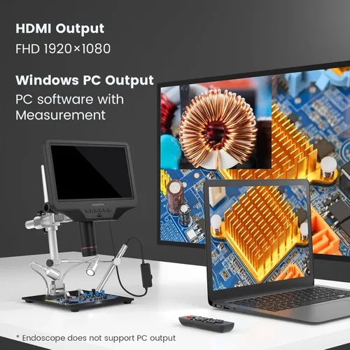 Vista 4 de Andonstar AD409 Pro 10.1" microscopio digital HDMI con endoscopio