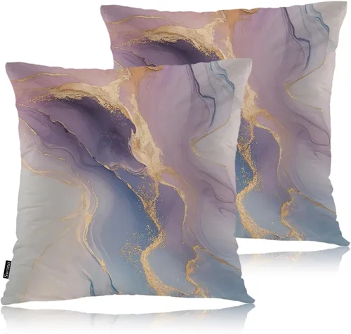 Vista 27 de Swono Juego de 2 fundas de almohada decorativas para el hogar de 18 x 18 pulgadas, diseño abstracto de color negro y amarillo, para sala de estar