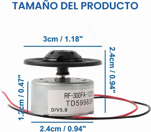 Vista 4 de uxcell Metal RF-300FA-12350 DC 5.9V Husillo DVD Micro Motor, 0.9 x 0.5 in para reproductor de DVD CD, 1 PC Plata Negro