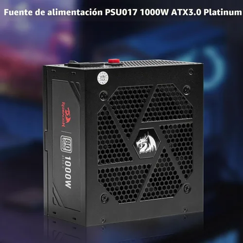 Vista 8 de Redragon PSU017 80+ Platinum 1000 vatios ATX 3.0 y PCIe 5.0 Fuente de alimentación para juegos totalmente modular, certificada 80 Plus, 100%