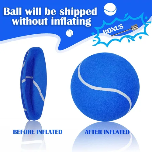 Vista 3 de Banfeng Pelota de tenis gigante para perros de 8 pulgadas, juguetes grandes para mascotas, pelota deportiva al aire libre, juguete interactivo