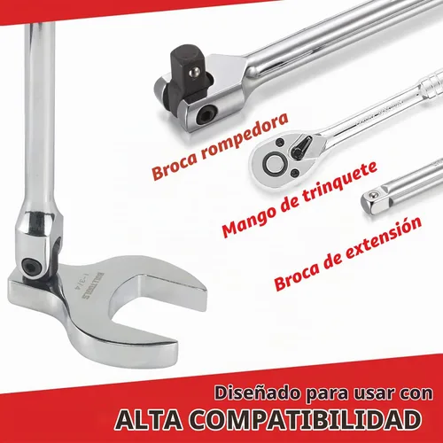 Vista 3 de BULLTOOLS Juego de llaves Jumbo Crowfoot de 1/2 pulgada, 14 piezas SAE, juego de llaves de pata recta de 1-1/16" a 2", llave grande de pata recta
