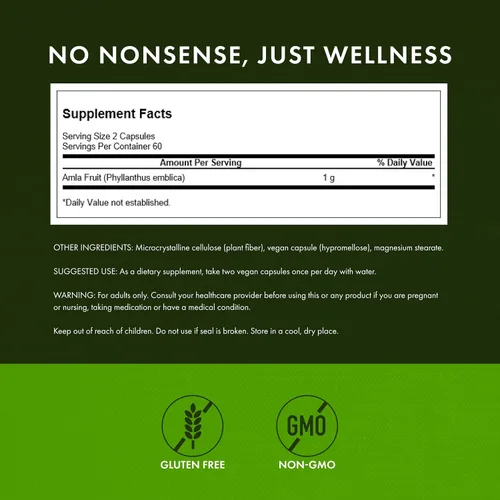Vista 3 de Swanson Full Spectrum Amla Fruit (grosella espinosa india) - Suplemento herbario ayurvédico que promueve la vitalidad y el apoyo energético, lleno