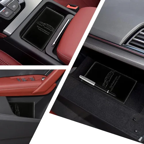 Vista 5 de Soporte para Tarjetas de Registro y Seguro de Coche para Hombres y Mujeres, Organizador de Guantera Negro con Hebilla Magnética para Fácil Acceso