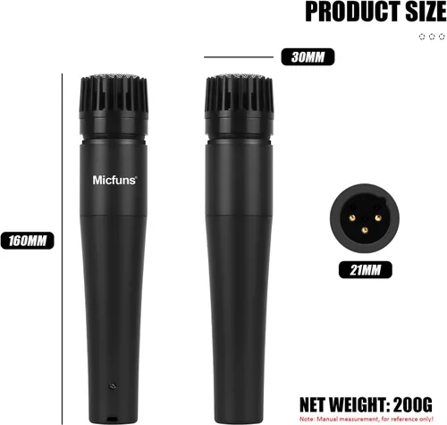 Vista 2 de M57 Vocal Dynamic Classic Style Micrófono Profesional Cardioide Unidireccional, Con Cable, Para Instrumentos, Batería, Percusión, Voz