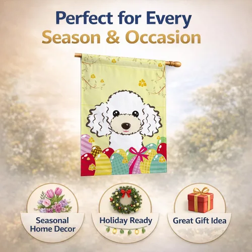 Vista 478 de Caroline's Treasures BB1923GF Bandera decorativa para jardín con diseño de Border Collie, para caza de huevos de Pascua, para jardín, jardín, patio