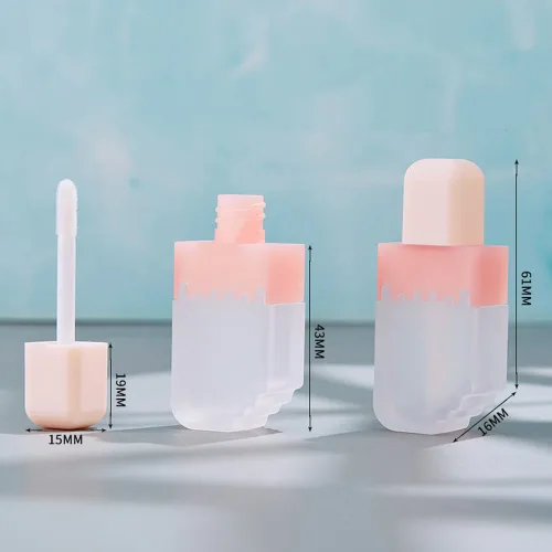 Vista 2 de Lasenersm 4 tubos de brillo de labios en forma de helado rosa, contenedores reutilizables de 0.2 fl oz (0.2 fl oz)