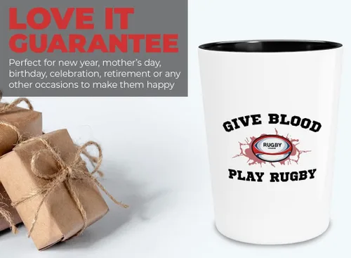 Vista 3 de Vaso de chupito de rugby de 1.5 oz – Give Play Rugby – Negro y crema Rugby Proud Rugby Girls Gift Women Rugby