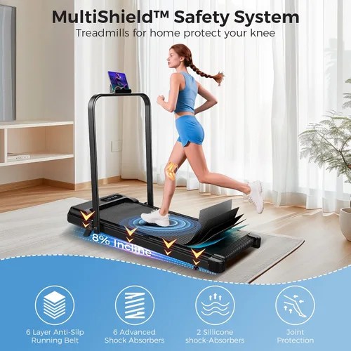 Vista 6 de Walking Pad with Incline, 2.5HP Walking Pad Treadmill, 3 in 1 Portable Under Desk Treadmills for Home Small Space, Foldable Folding Home Treadmill
