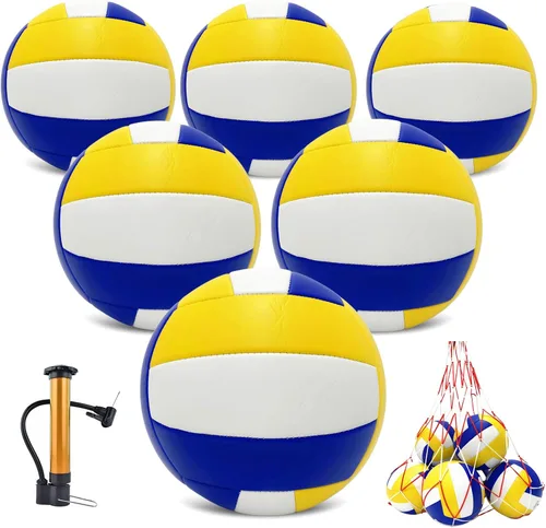 Vista 9 de Official Size 5 Volleyball Balls, Waterproof Soft Bulk Recreational Volley Balls with Pump and Net Bag for Beach Pool Sand Training for Beginner