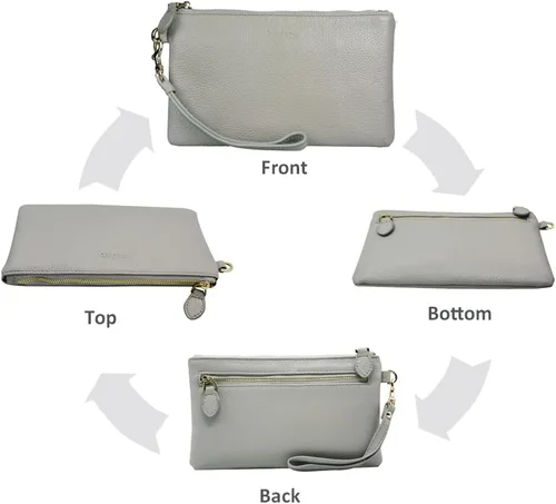 Vista 5 de Befen - billetera de mano de cuero de plena flor genuino, de agarre para mujer, cartera de mano para teléfono inteligente, billetera