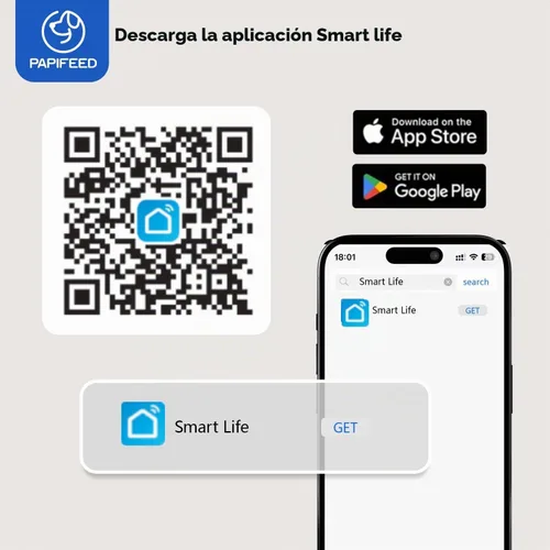 Vista 8 de PAPIFEED Comedero Automático para Gatos, Dispensador de Comida para Gatos WiFi de 2.4G con Control de Aplicación, Comedero Automático para Mascotas