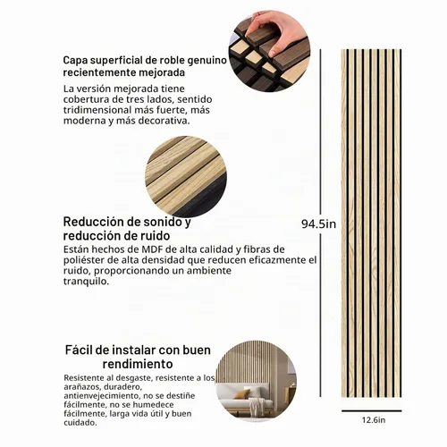 Vista 9 de Paneles de pared 3D para decoración de paredes interiores, paquete de 2 paneles de madera para pared, paneles acústicos de chapa de madera auténtica