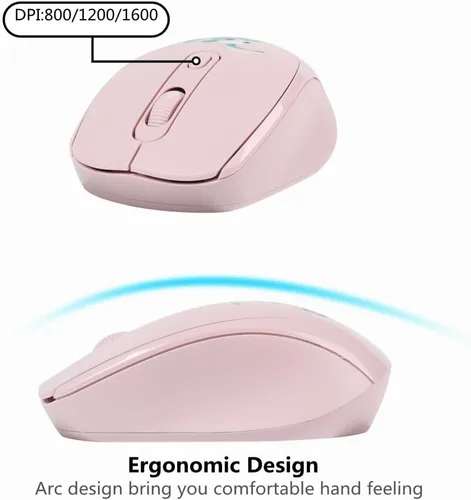 Vista 5 de Lindo mouse inalámbrico, ratón óptico inalámbrico de dibujos animados de 2.4 GHz, mouse óptico inalámbrico con receptor USB para PC, computadora