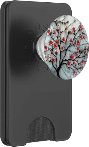 Vista 7 de vidrieras de color agua flores de cerezo PopSockets intercambiables PopGrip
