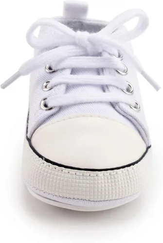 Vista 5 de KIDSUN - Zapatos deportivos unisex de caña alta para bebés mezclilla de lona suela antideslizante suaves para los primeros pasos