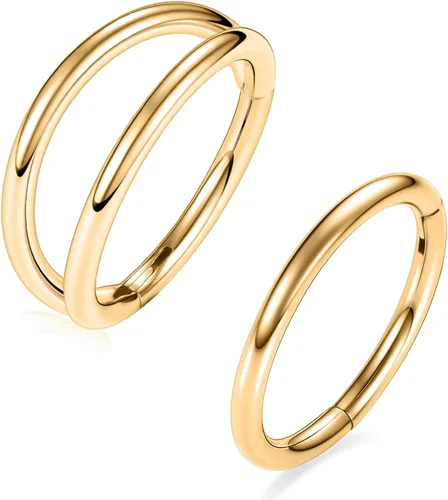 Vista 9 de GAGABODY 2 piercings para la nariz, calibre 20G, 18G, 16G, 14G, 12G, 10G, 8G, acero quirúrgico, tabique, cartílago, hélice, trago, concha, daith
