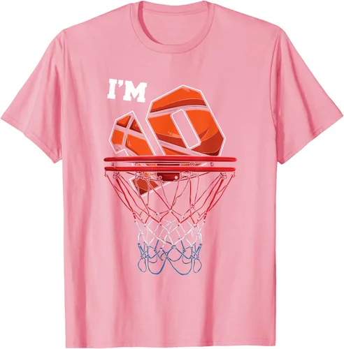 Vista 104 de Camiseta de regalo de cumpleaños con red de baloncesto de 10 años, Negro