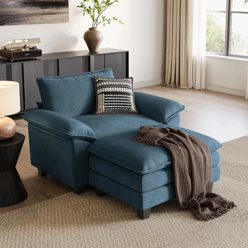 Vista 15 de LINSY HOME Cloud Sofa - Silla decorativa con tumbona otomana para interiores, sofá de pana perfecta para sala de estar, apartamento, oficina, beige