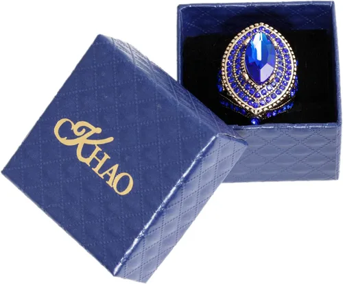 Vista 7 de Anillo de mujer - 1.260 in de gran tamaño chapado en oro antiguo estilo turco azul piedra preciosa anillo vintage joyería de las mujeres J0769BLUE