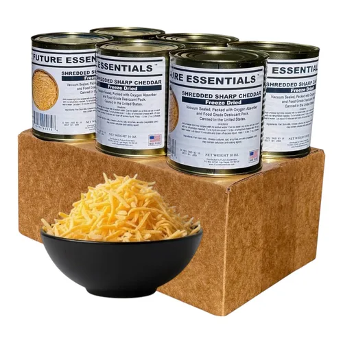 Vista 9 de Future Essentials Queso cheddar afilado liofilizado - Lata #2.5 - Suministro de alimentos de emergencia - Vida útil de 25 años - Fabricado