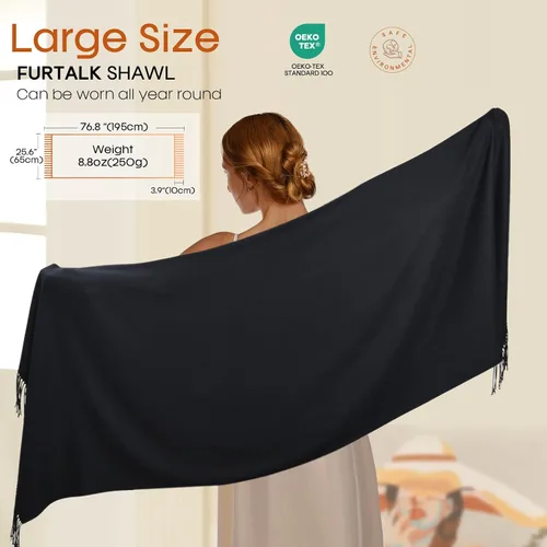 Vista 6 de Chales de seda Pashmina para mujer, como regalos de boda, para la novia, dama de honor, vestimenta de noche