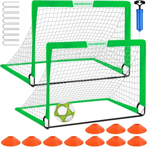 Vista 15 de Juego de porterías de fútbol para niños para patio trasero – 2 de 4 x 3 pies, equipo portátil de entrenamiento de portería de fútbol, red de fútbol