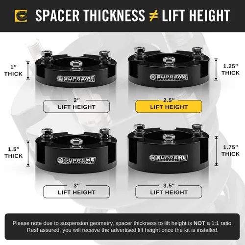 Vista 3 de Supreme Suspensions - Kit de elevación delantera y trasera de 2.5 pulgadas con espaciadores de caída diff para Toyota 4Runner 2003-2023 / Toyota FJ