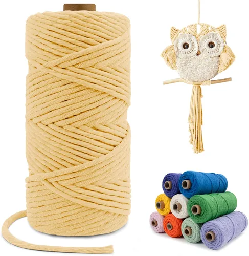 Vista 72 de Cuerda de macramé de una sola hebra de 0.197 in x 110 yardas, cuerda de macramé de algodón natural de 0.197 in, cuerda de algodón grueso para colgar