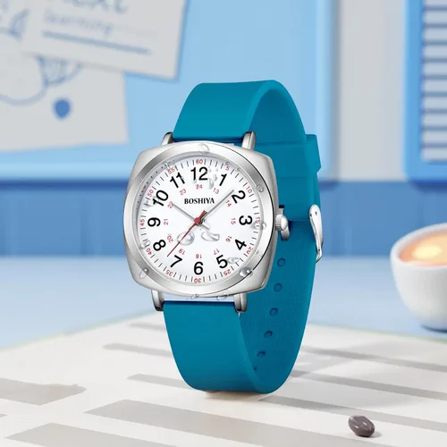 Vista 2 de BOSHIYA Mujer Easy Reader 1.417 in Reloj Correa de cuero Relojes (blanco)