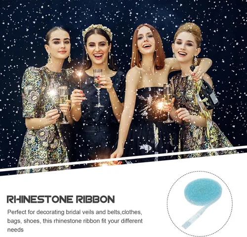Vista 3 de Milisten 1 rollo de cintas de diamantes de imitación autoadhesivas, rollo de cinta de diamante, cinta brillante de diamantes de imitación, cintas