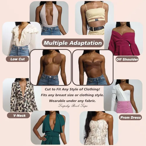 Vista 6 de Tripsky XL Breast Lift Tape, BoobTape for Large Breasts,Body Tape for Fashion,Athletic Tape Boobytape &NippleCover for A-GCup