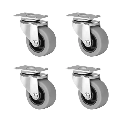 Vista 48 de Ruedas resistentes de 3 pulgadas, ruedas giratorias con frenos, ruedas de placa con rueda de goma para muebles, plataforma, camión, carrito