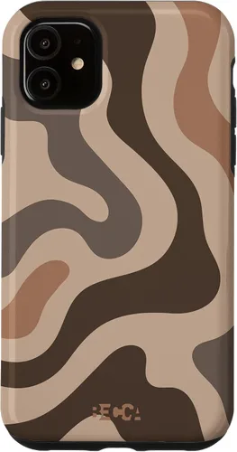 Vista 6 de iPhone 12 mini Retro líquido remolino Groovy café latte patrón marrón caja del teléfono