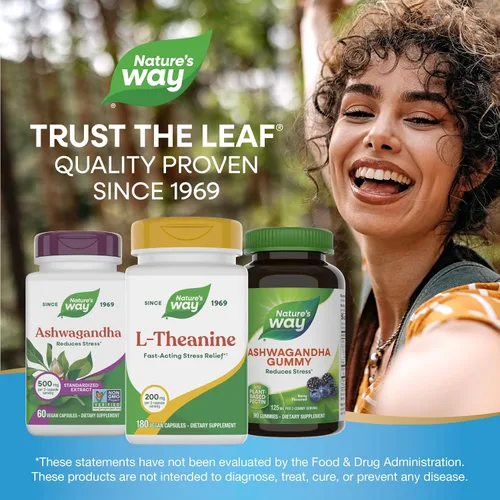 Vista 7 de Nature's Way L-teanina, apoyo al estrés.*, promueve la relajación*, 200 mg por porción de 2 cápsulas, vegano, 180 cápsulas (el embalaje puede variar)