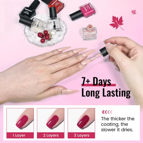 Vista 5 de OpenLive - Juego de 12 esmaltes de uñas con 10 combinaciones de colores, 2 esmaltes base y de capa superior, esmalte de uñas de secado rápido