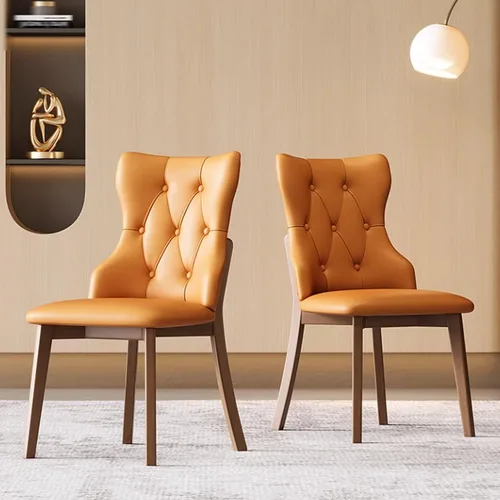 Vista 33 de Juego de sillas de comedor, sillas rústicas de cocina, silla de comedor tapizada con cojín grueso, silla de sala de estar con marco de madera beige