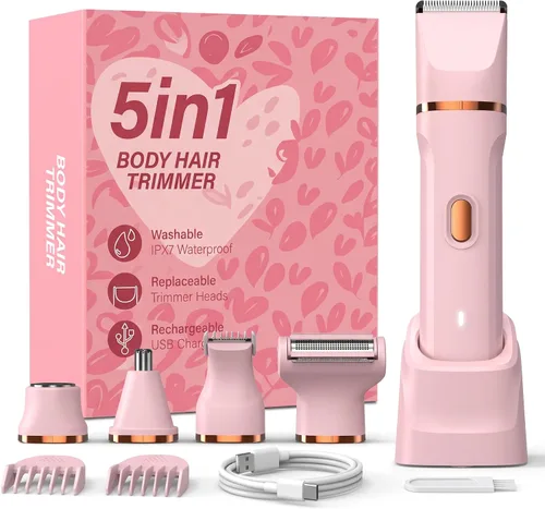 Vista 10 de Recortadora de bikini 5 en 1 para mujer, afeitadora eléctrica Azul