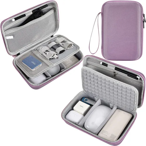 Vista 9 de Estuche organizador electrónico de viaje rígido para adaptadores de carga de MacBook, cables, banco de energía, ratón mágico Apple, lápiz Apple