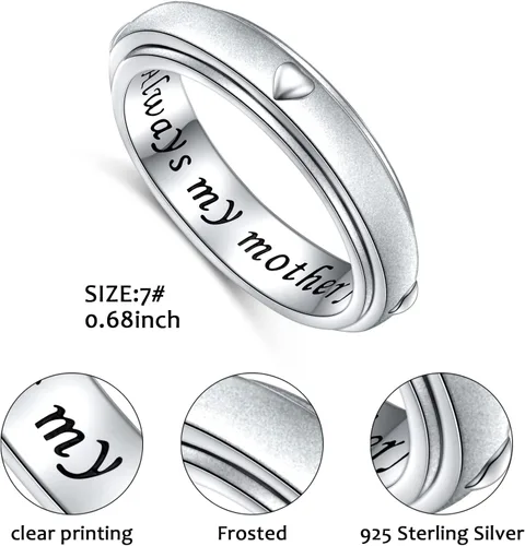 Vista 6 de Anillo giratorio de plata de ley 925 para la ansiedad, para mujeres, aliviar el estrés, el aburrimiento, TDAH, autismo, anillos para mujeres