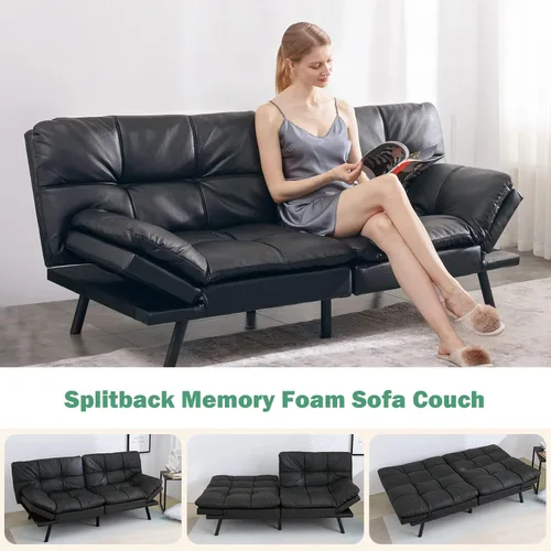 Vista 4 de Opoiar - Sofá cama de espuma viscoelástica para sala de estar, sofá biplaza moderno convertible para espacios de vida compactos, 71 pulgadas