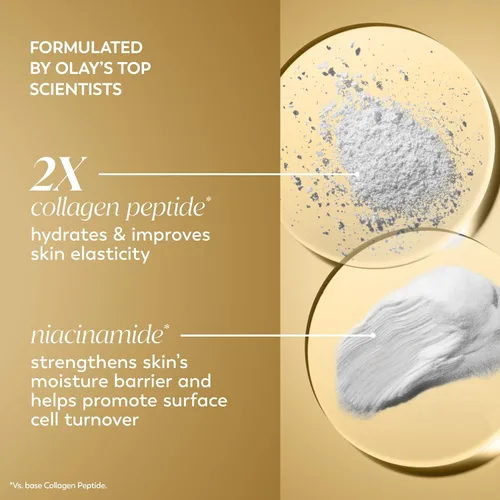 Vista 3 de Olay Crema Hidratante Facial con Péptidos de Colágeno, Crema Reafirmante para Mujeres, Sin Fragancia, No Grasa - Hidratante, Antienvejecimiento